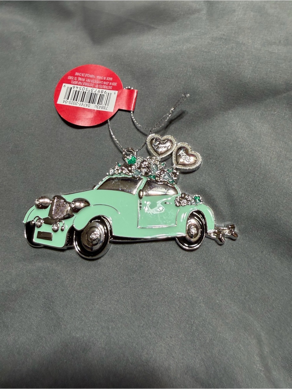 Ashland Mint Green Vintage Car Ornament with Just Married 2025